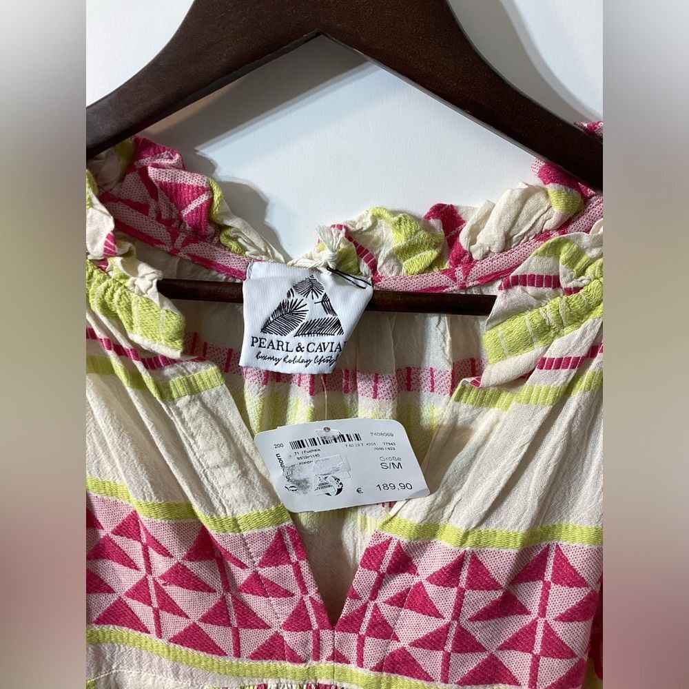 Pearl & Caviar Boho Pink Multicolor Patterned Mini Dress Size S/M NWT - Picture 5 of 11